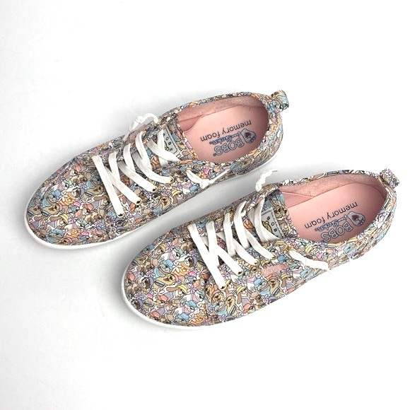 Bobs From Sketcher's Women's Memory Foam Dog Print Lace Up Shoes Size 10 - Picture 8 of 11